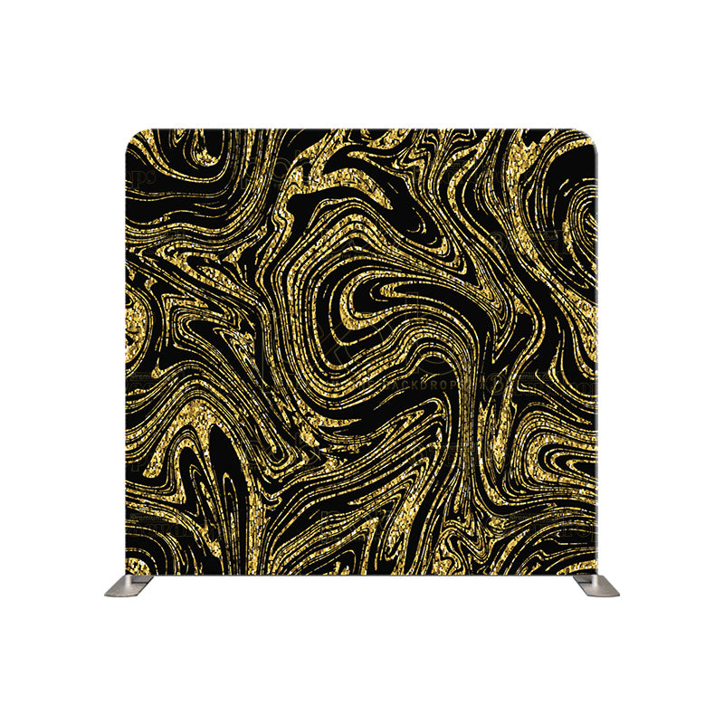 premium one pillowcover backdrops-black and gold swirl