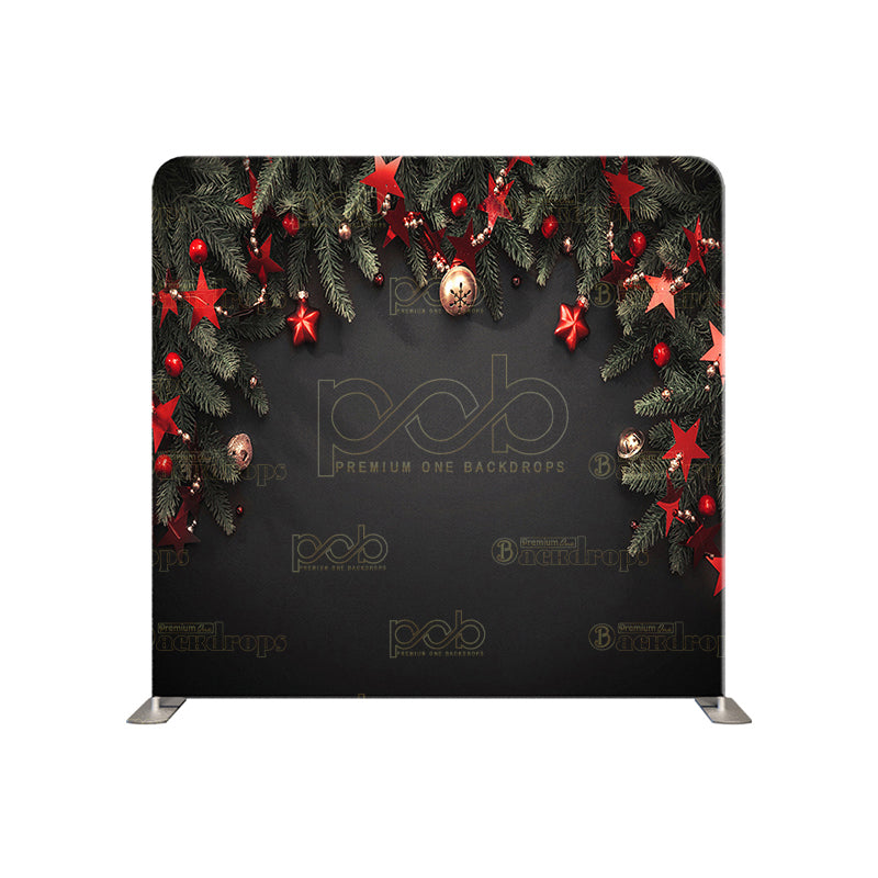 premium one pillowcover backdrops-black with Christmas ornaments