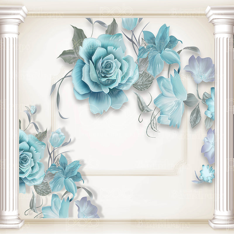 premium one pillow cover backdrops-blue rose middle