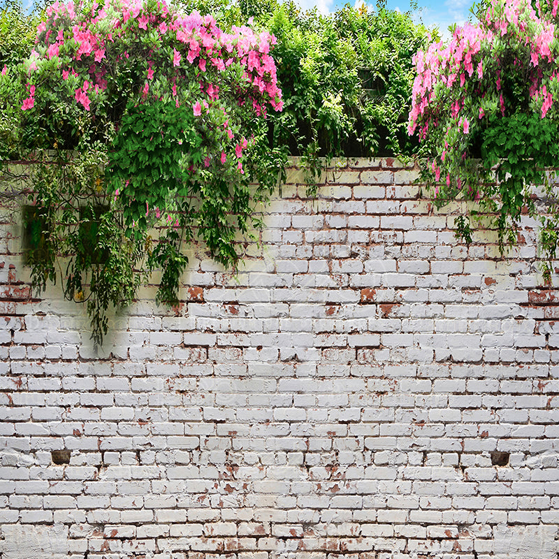 premium one pillow cover backdrops-brick wall flower