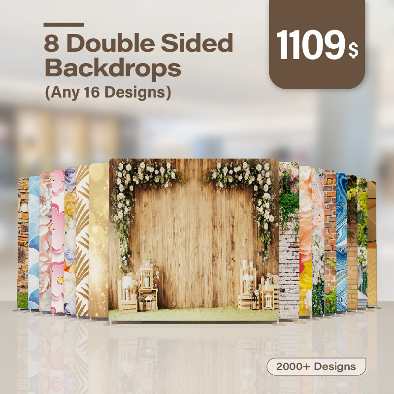 8 Double Sided Backdrops (Any 16 Designs)