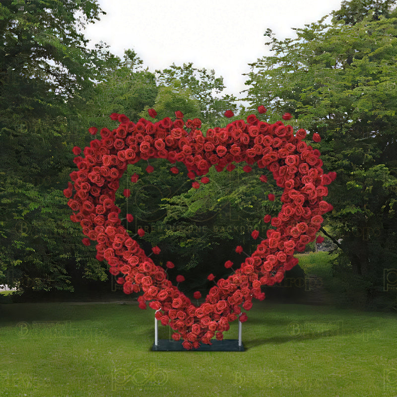 8ft Party Balloon Double Layer Heart Shape Flower Arch Backdrop Stand Heart Backdrop