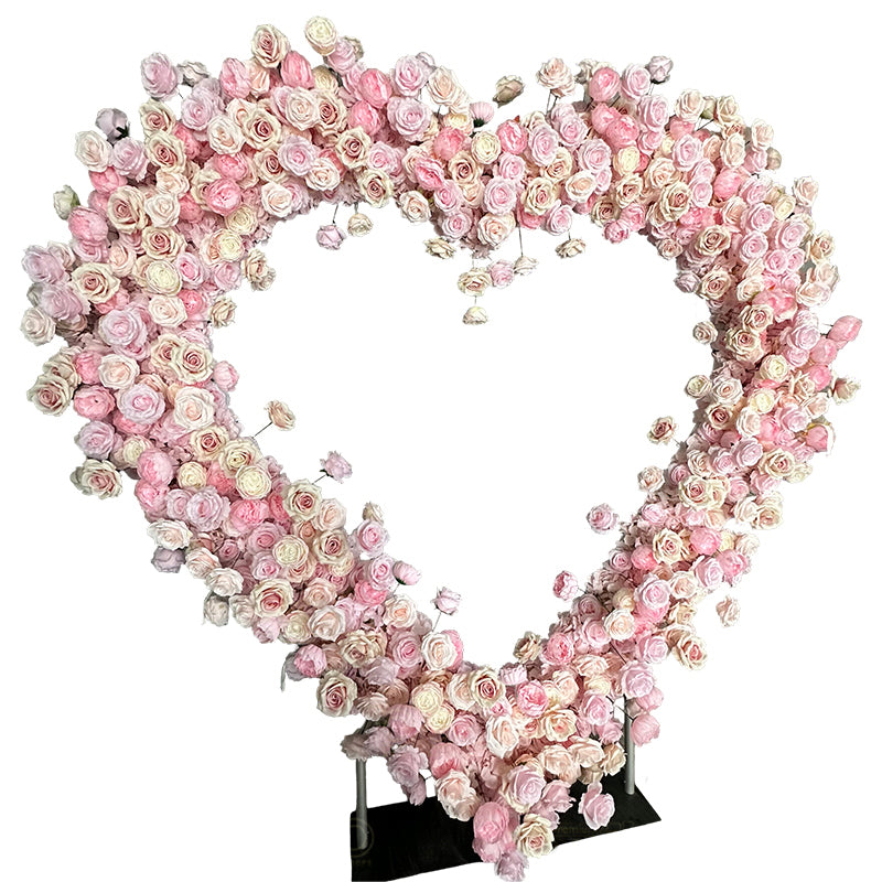 8ft Party Balloon Double Layer Heart Shape Flower Arch Backdrop Stand Heart Backdrop