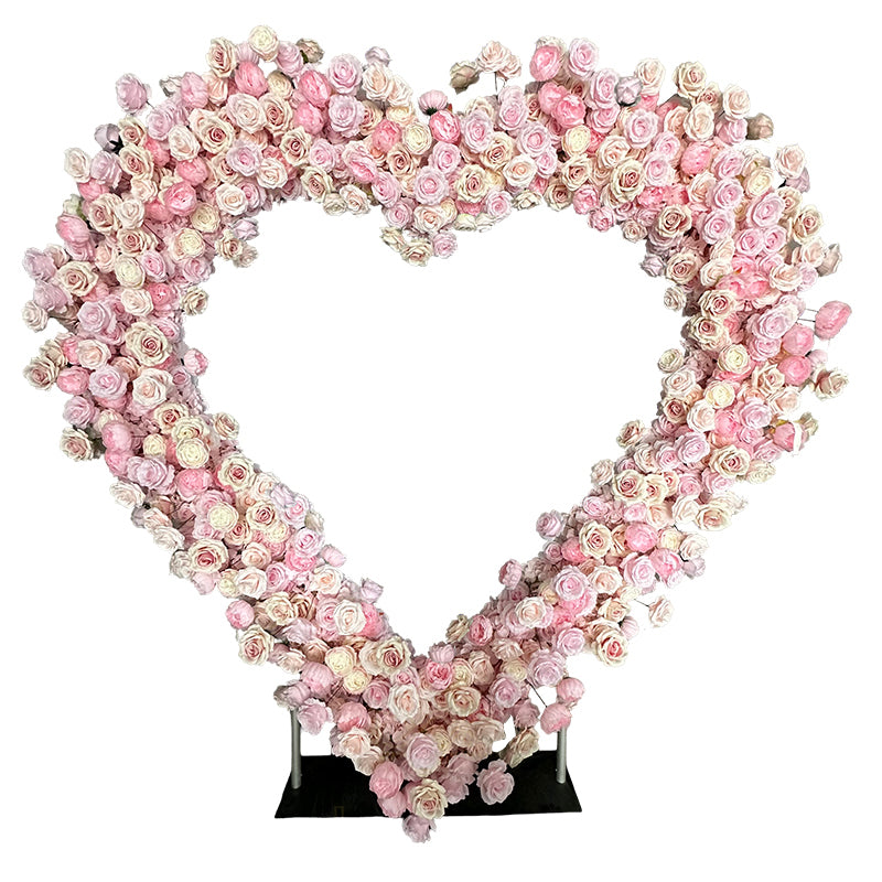 8ft Party Balloon Double Layer Heart Shape Flower Arch Backdrop Stand Heart Backdrop