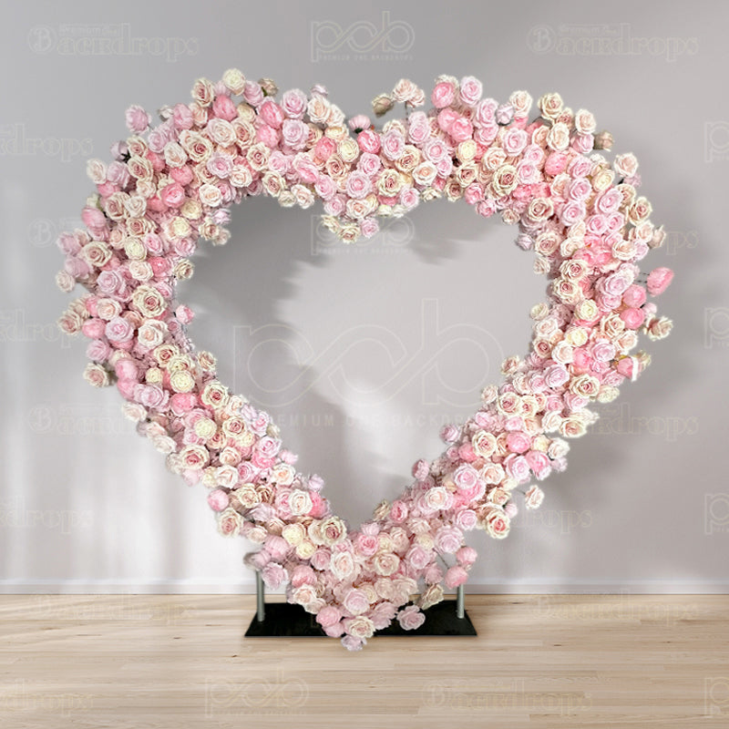 8ft Party Balloon Double Layer Heart Shape Flower Arch Backdrop Stand Heart Backdrop