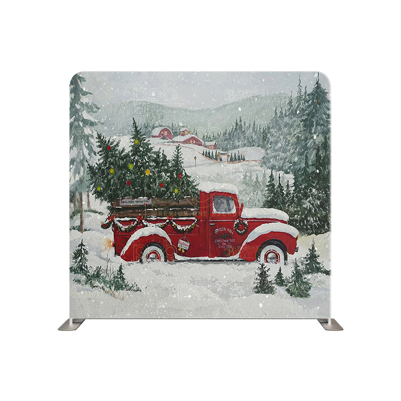 premium one pillowcover backdrops-holiday snow truck