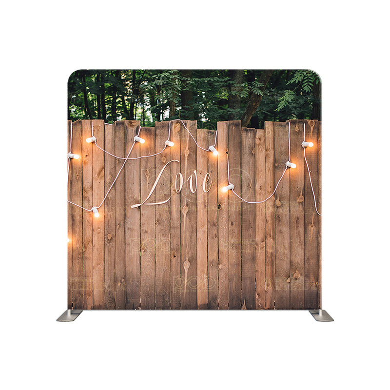 premium one pillowcover backdrops-Wooden fence with lights   