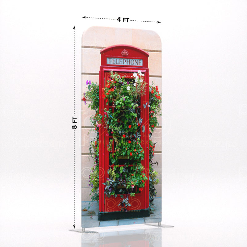 old school British London red telephone booth stand 7