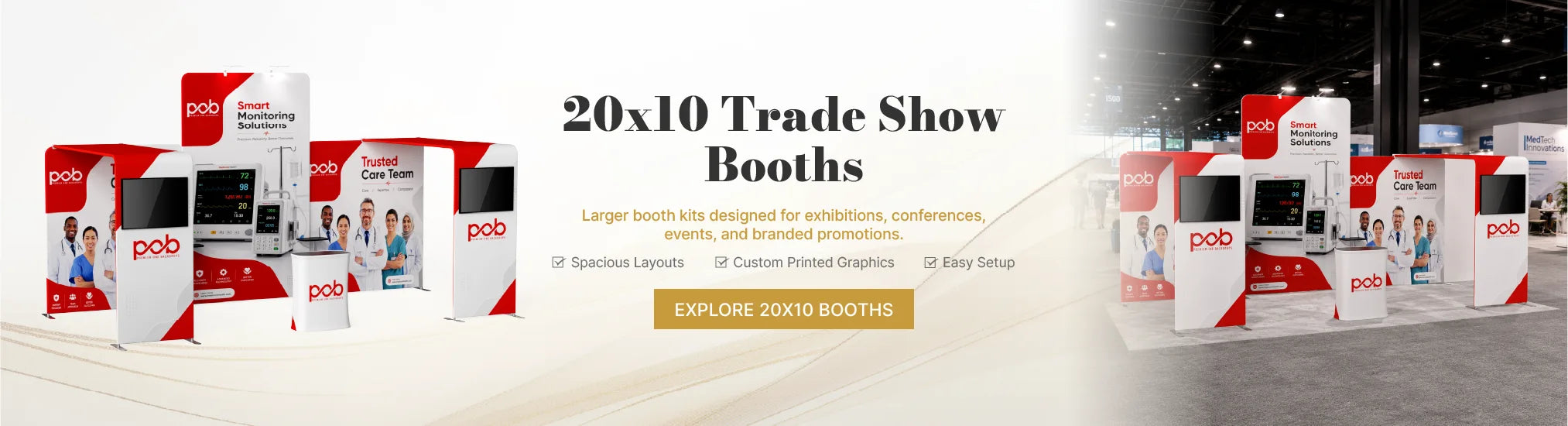 20x10 trade show booth displays for larger exhibition spaces and high-impact event branding