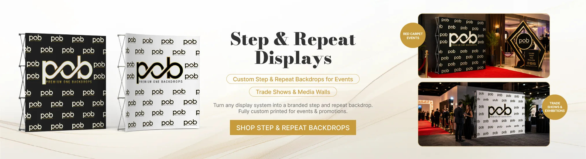 Step and repeat banner stands for photo backdrops, press walls and branded events