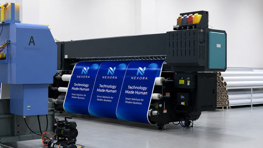 Banner stand graphic undergoing print inspection