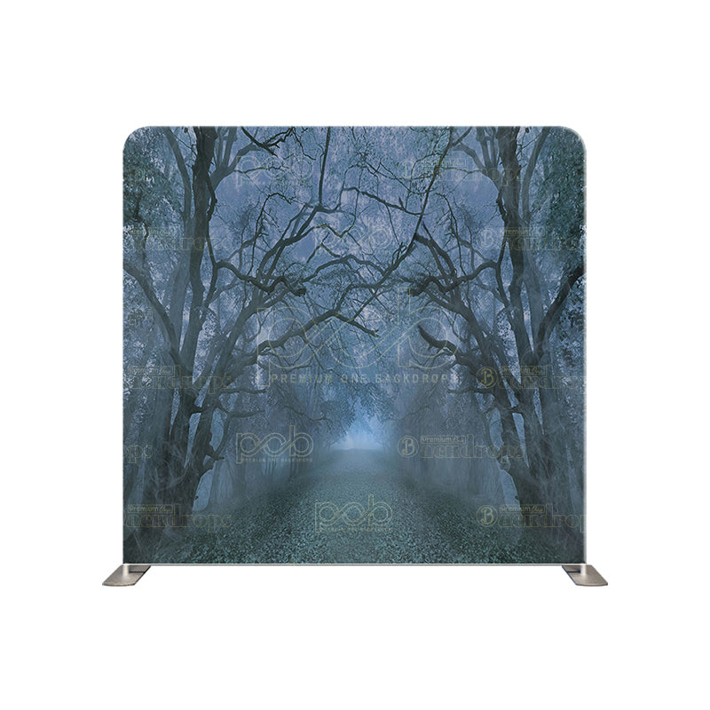 premium one pillow cover backdrops-spooky foggy forest